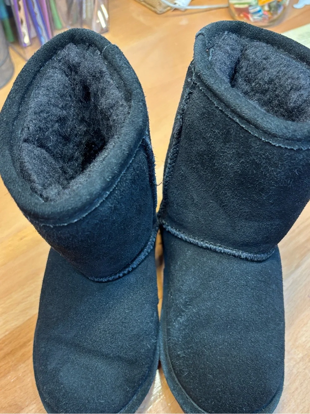 Classic Black Suede Shearling Winter Boots
